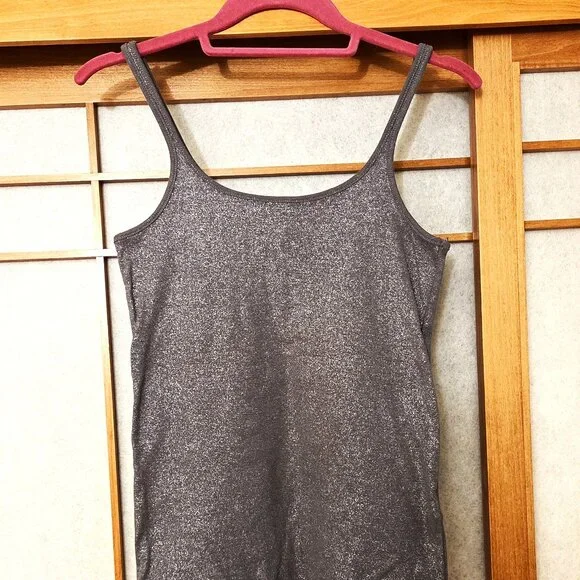 H&M 100% Cotton Silver Grey Shimmer Tank Top size S-M Stretch Size M - Picture 8 of 11